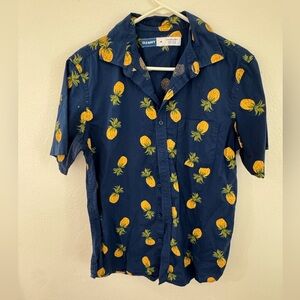 Old Navy Blue Shirt with Yellow Pineapple Design